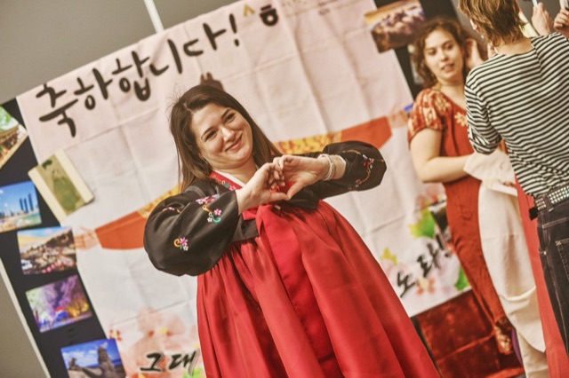 An event participant wearing a hanbok